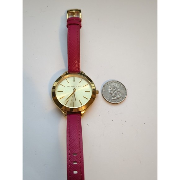 Michael Kors pink and gold slim runway watch - like new